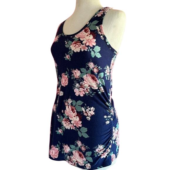 Womens Top Size Medium Maternity Tank Razorback Floral Baby Bump Pregnancy Mommy - Picture 6 of 7
